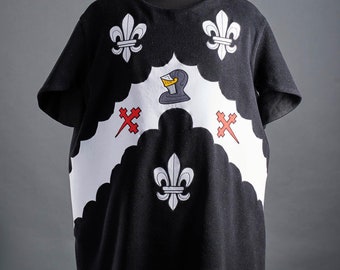 Tabardo medieval de algodón, tabardo de lino negro para LARP, túnica de cosplay, delantal de tabardo hecho a mano, túnica SCA de Steel Mastery, fantasía masculina