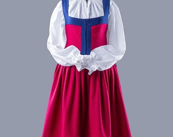 Vestido Landsknecht, traje histórico alemão, vestido longo de lã medieval, roupa histórica, vestido renascentista