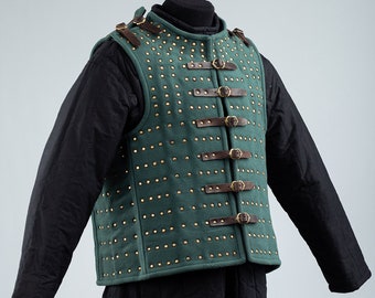 Small-plated brigandine armor, Medieval warrior garniture, Small-plated armor for stage performance, Knight battle armor