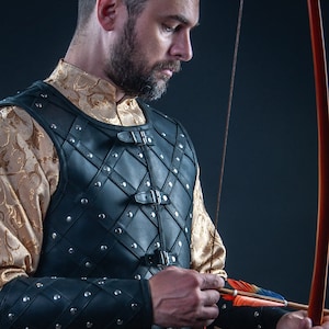 Leather medieval vest with diamond pattern, Functional Royal armor, Historical armor for Medieval events, Leather Armor for historical event