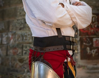 Belt with Leather Suspenders, Handcrafted Belt, Renaissance Belt, Knight&#39;s Belt, Medieval Accessory, LARP belt