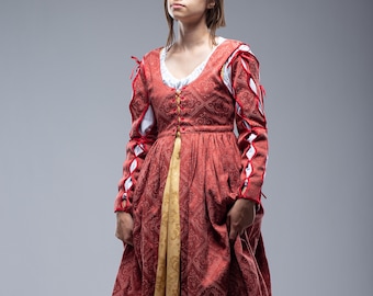 strapless open back dress Renaissance and Tudor Era Velvet Juliet Sleeve Gown in Burgundy main image 0
