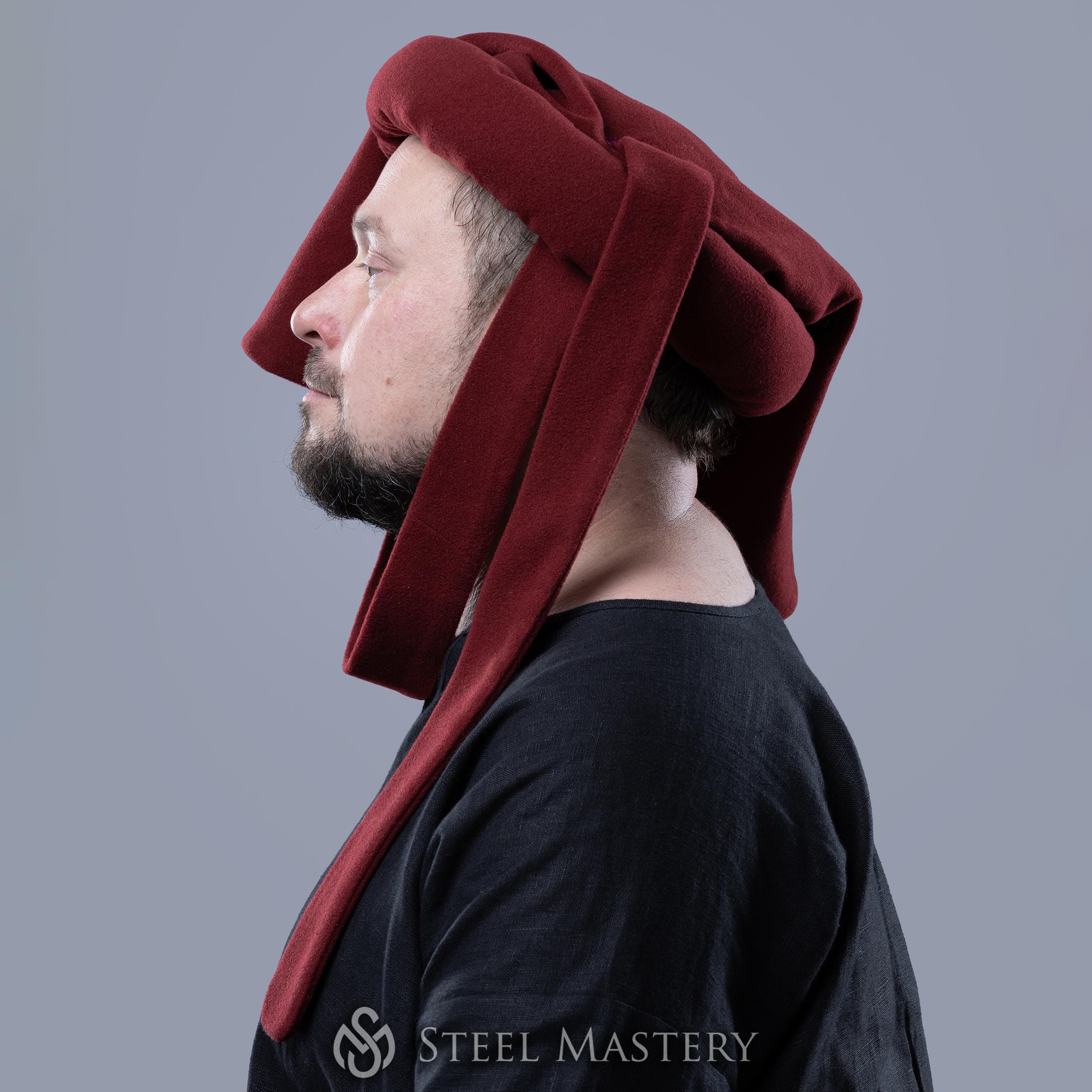 Short Chaperon, Medieval Head Cover, Red Chaperone Hat - Etsy