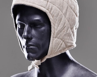 Padded medieval cap, Padded cap for Head protection, natural cotton padded liner for helmet