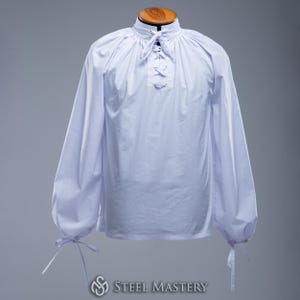 White linen shirt, Reenactment clothing, Medieval laced shirt, Vintage shirt, Renaissance shirt, Cosplay mens clothing