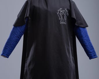 Tabardo de Caballero Negro, Túnica Medieval, Ropa para Recreación Histórica