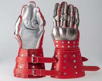 Metal gloves, Hand protection armor, Medieval Reenactment gloves, Brigandine armor gloves, Titanium hand protection by Steel Mastery