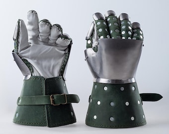 Brigandine armor gauntlets, Hand protection armor, Medieval Reenactment gloves, Steel plate hand gloves by Steel Mastery