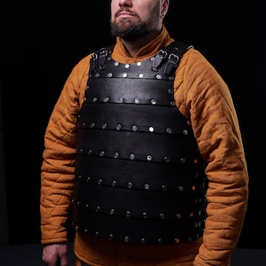 Leather chest armor, Brigandine Medieval, Cosplay leather armor, LARP jacket body protection,  Cosplay titanium armor, SCA