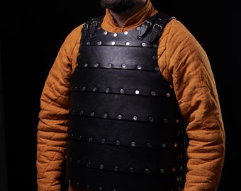 Leather chest armor, Brigandine Medieval, Cosplay leather armor, LARP jacket body protection,  Cosplay titanium armor, SCA