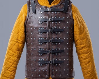 Medieval Leather Brigandine Armor, Steel Plate Vest, Renfest Cosplay