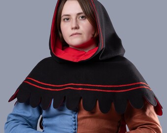 Renaissance Hooded Scarf, LARP Headwear, Ren Faire Costume, Historical Reenactment