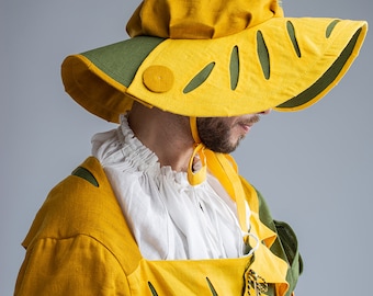 LARP Hat Linen Landsknecht,  Historical Recreation, Landsknecht beret, LARP and Renaissance hat, Landsknecht headwear