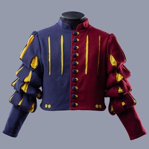 Manteau historique en laine de Landsknecht, veste Waffenrock pour cosplay, pourpoint à manches bouffantes Landsknecht, costume médiéval de Landsknecht