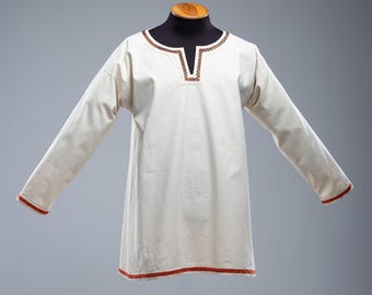 Vikingtuniek voor mannen, boeren LARP-cosplayoutfit, linnen vikingshirt, middeleeuws LARP-shirt, herenkleding, Renaissance fair shirt