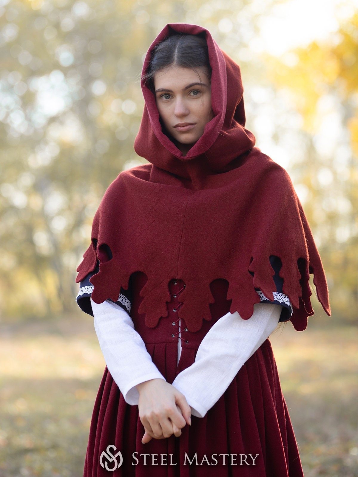 Medieval womens hood, Renaissance Chaperon, Ren fair hooded scarf, Woolen chaperone, LARP hat, Historical long tail hat