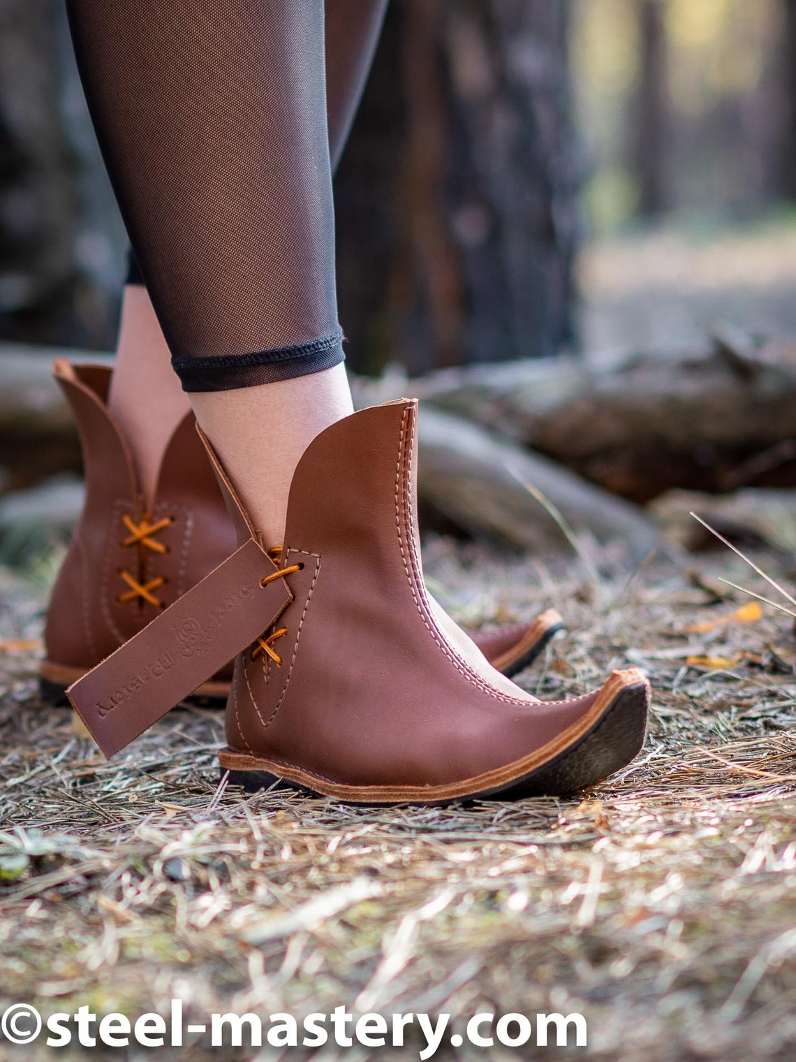 Medievalstyle poulaine light brown color boots Leather Boots Etsy