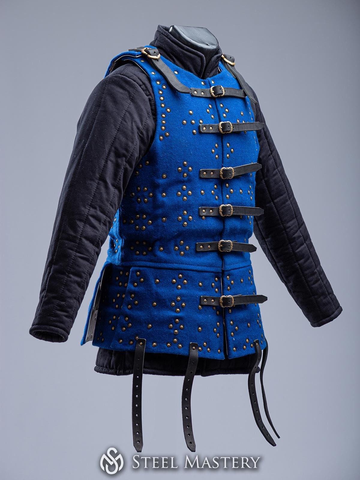 青い中世騎士の鎧、ブリガンダイン プレート アーマー、LARP 胸当て