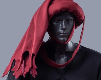 Wool Chaperon Hat, Renaissance Medieval Headwear, Gift For Him