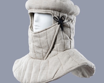 Custom Padded Linen Buhurt Helmet, Men's Reenactment Headwear (LARP, Cosplay)