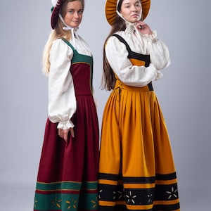 Landsknecht Wool Dress, Medieval costume, Historical Landsknecht Female wool dress, Historical clothing, Renaissance dress
