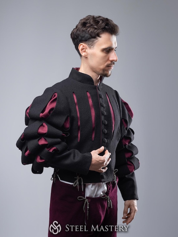 Wool Landsknecht Doublet, Puffed Sleeves Doublet, Historical Renaissance Jacket, Medieval costume, Renaissance men's coat, LARP outfit