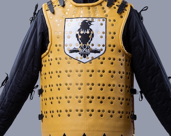 Brigandine Armor, Steel Plated Medieval Costume Jacket with Spaulders