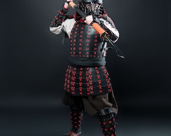 Full set of Samurai Leather Armor Costume, Japanese cosplay armor, Historical men costume, Samurai armor leather, SCA armor japanese