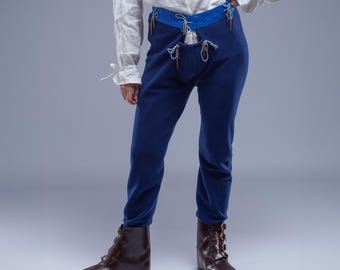 Medieval pants men, Rennasaince clothing men, Tight Medieval chausses, XV century pants, , LARP medieval clothing, SCA Linen pants with belt