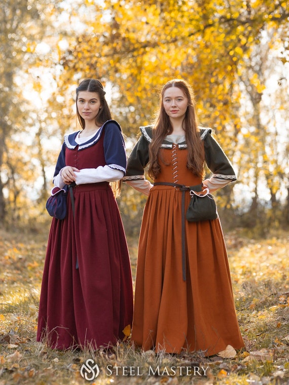 Wool Dress Medieval, Middle Ages Gown, Ren Faire Dress, 13th century dresses, Medieval Womens clothes, Fantasy dress by Steel Mastery