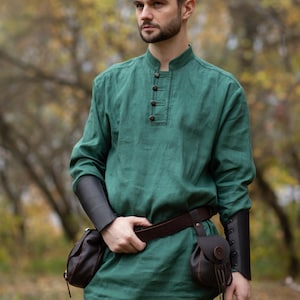 Medieval mens shirt,  Ren faire long sleeve shirt, Renaissance Linen Shirt, Rustic Men&#39;s Button-Up, Long Medieval Shirt, Aesthetic shirt,