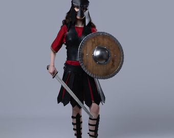 Women’s Leather Armor Set, Female LARP Costume, Roman Warrior Armor