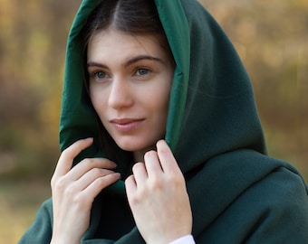 Medieval scarf, Wool Chaperon, Renaissance Hooded Scarf, LARP Headwear