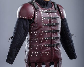 Leather armor, Battle ready Brigandine, LARP Body protection, SCA clothing protection, SCA, Renaissance armor man, Metal armor