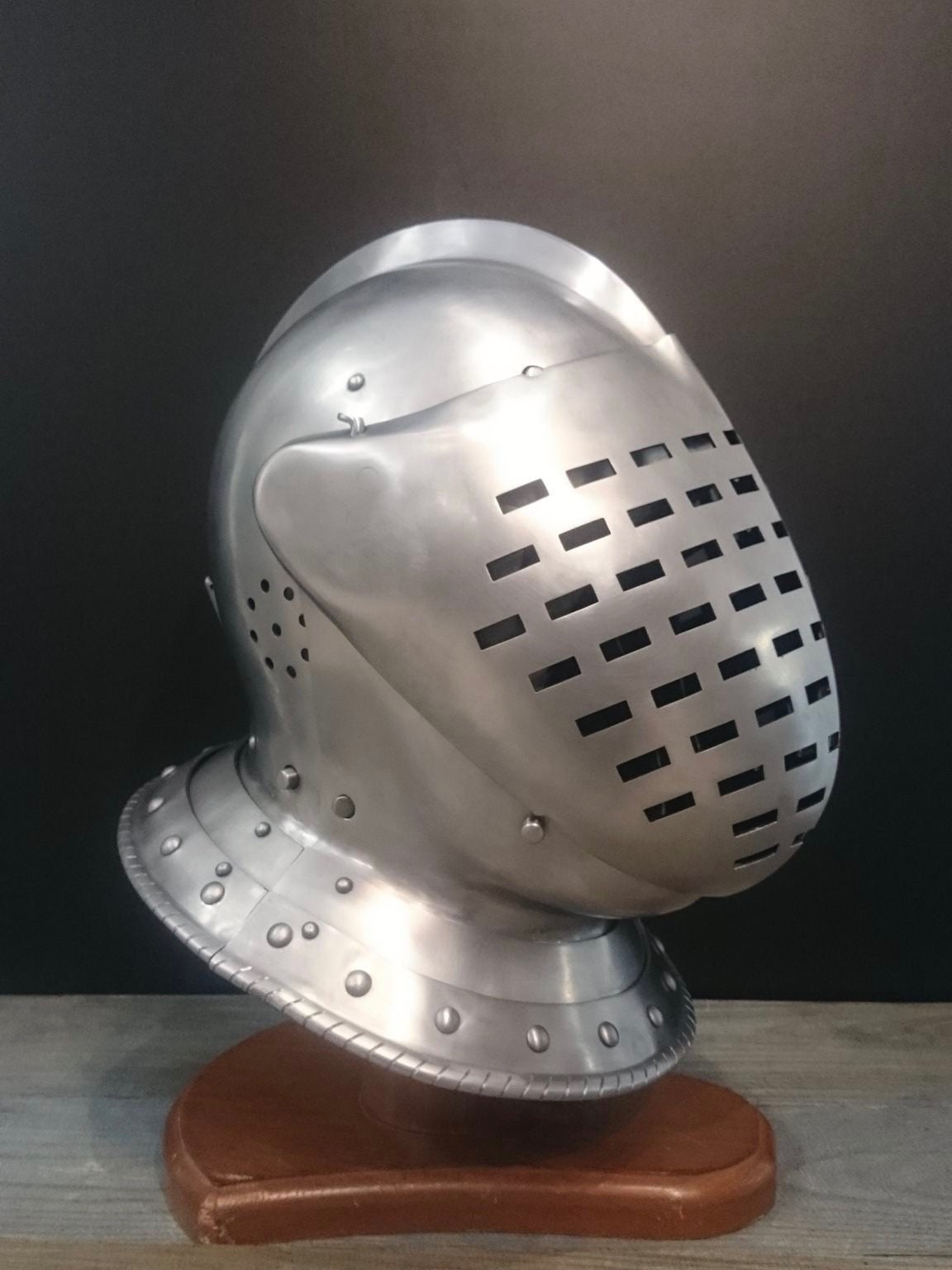 Armet Closed Helmet 16th Century Silver Larp Reenactment 