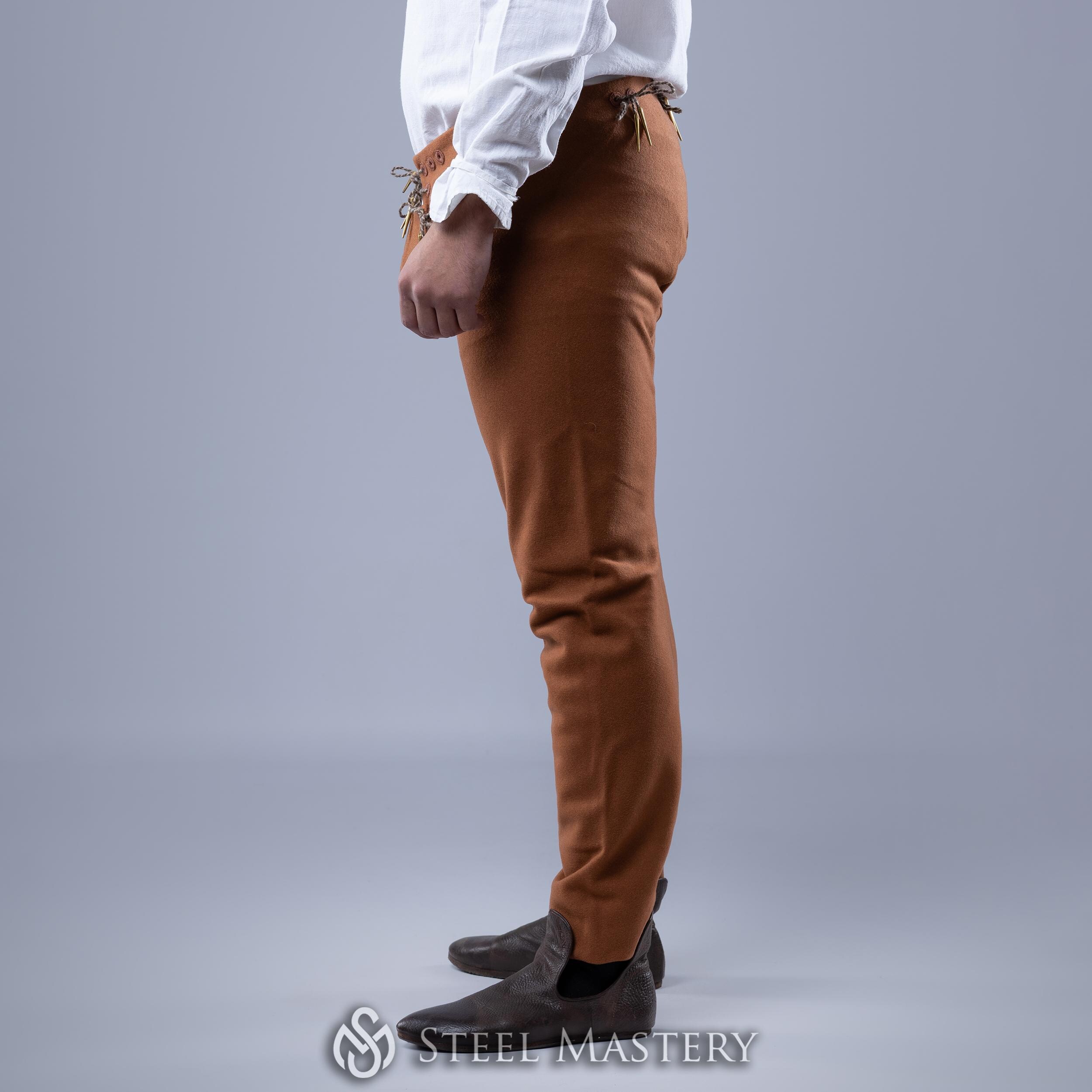 aki商店 LARP メンズ パンツ、Hosen 中世、ルネサンス ウール ホース、タイトな