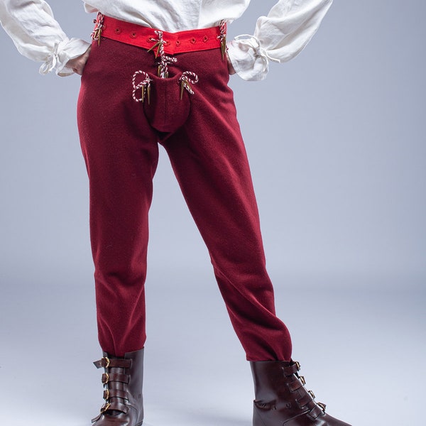 Tight chausses with codpiece, XV century, medieval pants, medieval chausses, men's attire, medieval clothing for larp, stage performance.