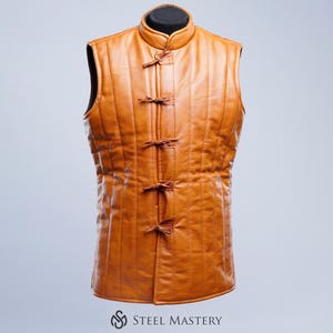 Sleeveless gambeson Vest, Leather Vest, Medieval gambeson Hema, Mens gambeson, LARP Body Armor, Fencing Gambeson Armor