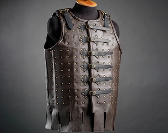 Leather Brigandine armor, Medieval steel plated vest, Leather jack of plates armor, LARP Body Armor, Durable Vest Armor