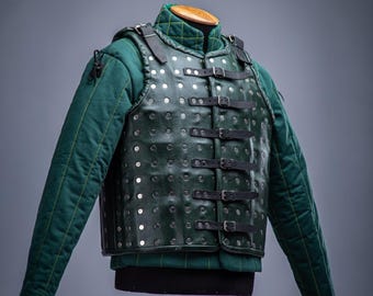 15th century armour, Leather Brigandine Armor of Plates, Cosplay, Medieval Events, Renaissance Fair, Leather vest armor, Leather chest vest
