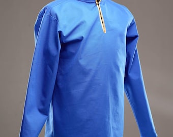 Camisa renacentista de lino para hombre, camisa azul de manga larga, camisa renacentista, túnica Ranfair de Steel Mastery, renacimiento italiano para hombre