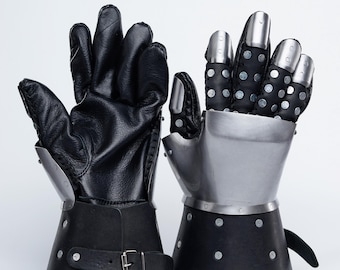 Steel Gauntlets, SCA Fighting Gloves, Hand protection armor, Medieval Reenactment gloves, Brigandine armor,   HMB Gloves, HMB Mittens
