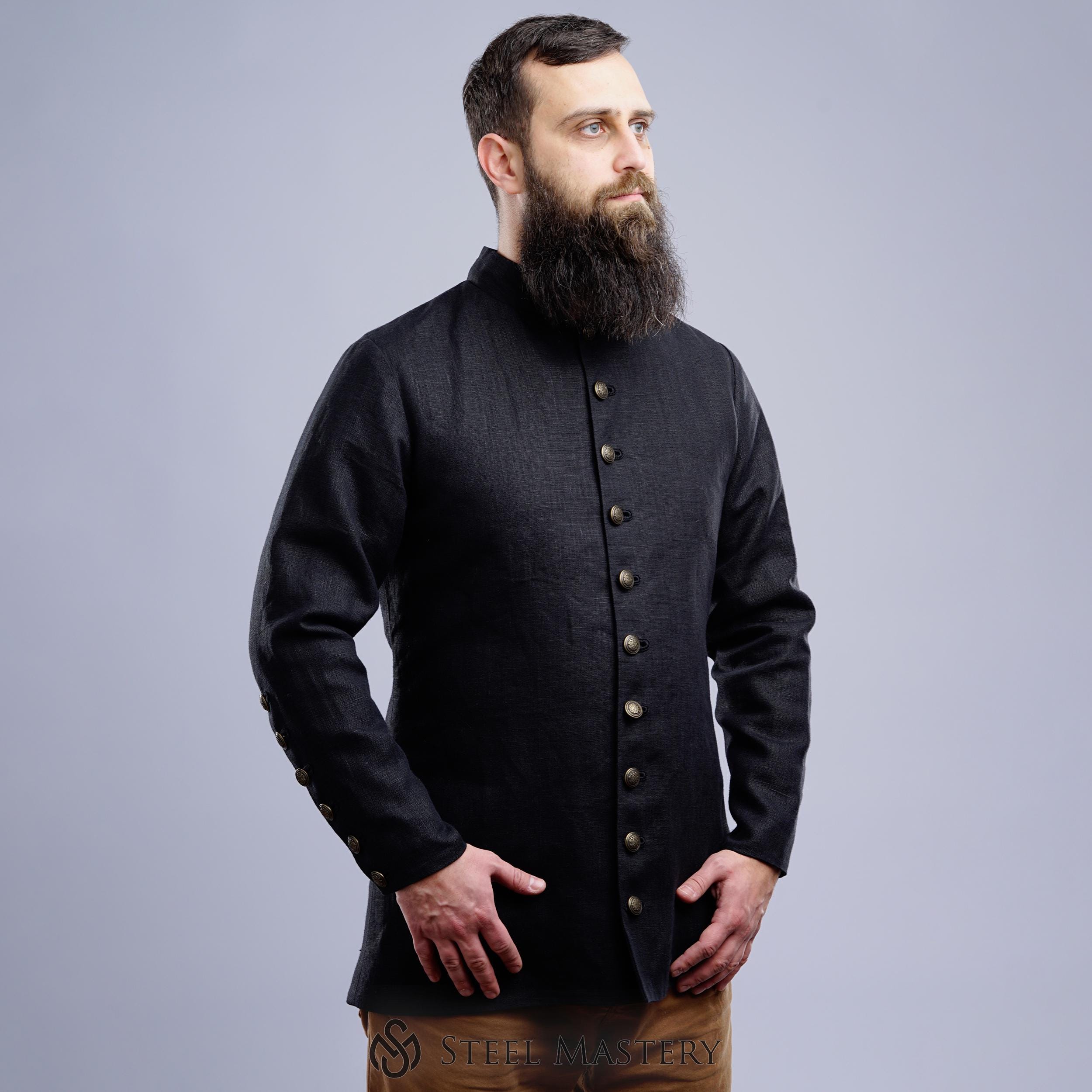 Camisa medieval de lino, camisa negra con botones para hombre, ropa  renacentista, regalo medieval para él, camisa renacentista, cotardie  medieval de algodón - Etsy México, image size:2500x2500