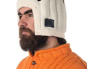 Helmet Liner, Linen cap medieval, Padded cap for Head protection, Natural linen padded liner, Medieval Head protection hat