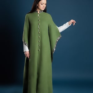 Medieval coat, High Quality Cape, Medieval Coat woman, Coat fantasy, Cosplay costume, Female cape with Wide Sleeves