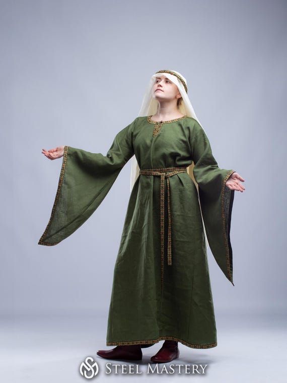 Medieval Maiden Dress, Green Renaissance Plus Size Dress, 12th Century Gown,  Reenactment Events Dress, Medieval Dress Costume - Etsy UK