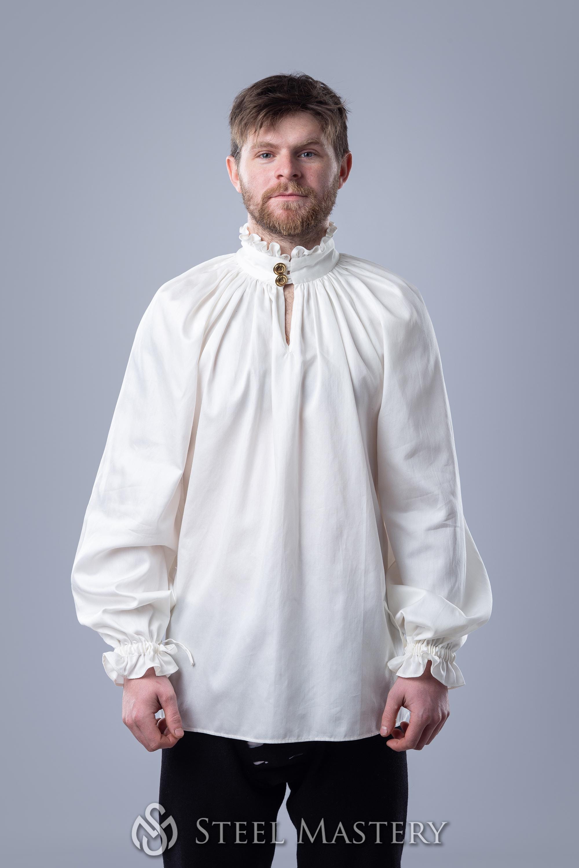 medieval dress shirt Laced shirt Dagwin White XL