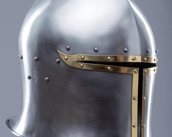 Custom Steel Knight Helmet, Historical Cosplay, LARP Armor accessory