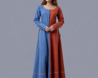 Medieval Linen Dress, Renaissance Gown, Women's LARP Costume, Historical Reenactment Dress, Fantasy Faire Clothing