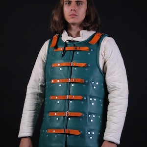 Leather Brigandine  armor vest, Buhurt breastplate, Armor for Man, HEMA, LARP armor, Renaissance steel plated armor, Historical costume, SCA